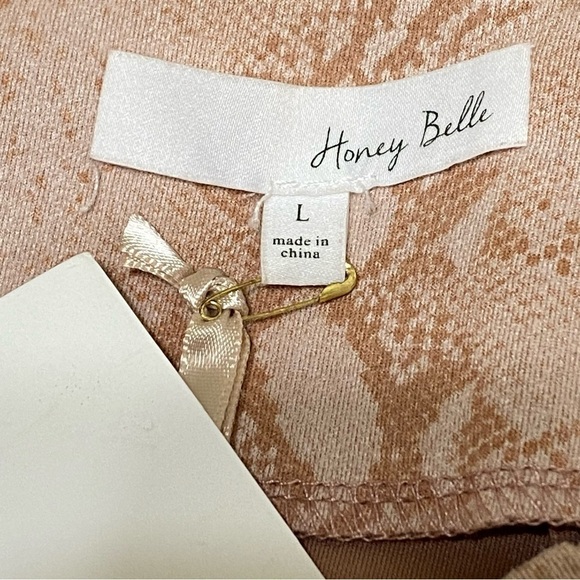 Honey Belle Tan Snakeskin Mini Skirt Large New Stretch Boho Y2K Festival Style - Picture 3 of 6